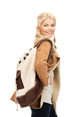 Image showing woman in sheepskin jacket