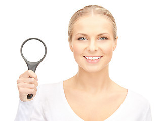 Image showing woman with magnifying glass