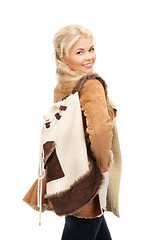 Image showing woman in sheepskin jacket