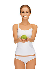 Image showing woman with green apple