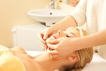 Image showing beautiful woman in massage salon