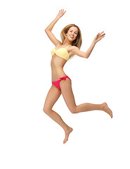 Image showing picture of jumping woman in bikini