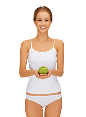 Image showing woman with green apple