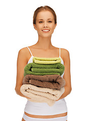 Image showing lovely woman with towels