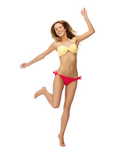 Image showing picture of jumping woman in bikini