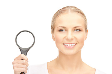 Image showing woman with magnifying glass