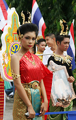 Image showing Thai girl in traditional dress during in a parade, Phuket, Thail