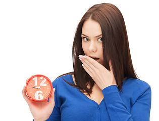 Image showing woman holding alarm clock