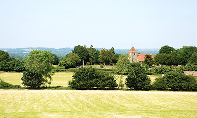 Image showing Rural landscape with historic church in Kent, England