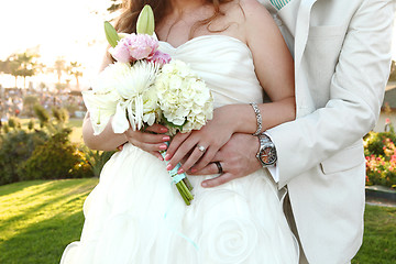 Image showing Pretty Bride on Her Wedding Day Outdoors