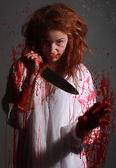 Image showing Horror Themed Image With Bleeding Freightened Woman