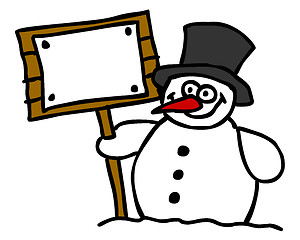 Image showing snowman and blank sign