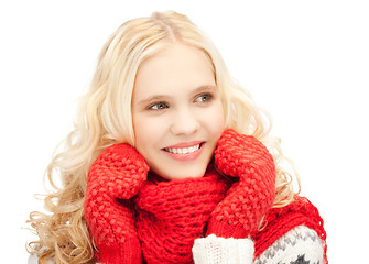 Image showing beautiful woman in mittens