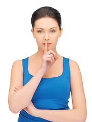 Image showing woman making a hush gesture