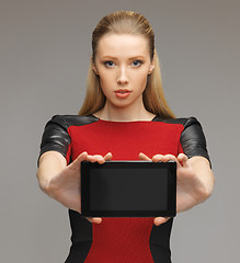 Image showing futuristic woman with tablet pc