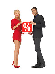 Image showing man and woman with percent sign