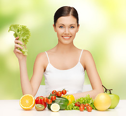 Image showing woman with fruits and vegetables