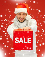 Image showing handsome man in christmas hat