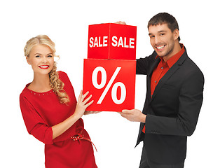 Image showing man and woman with percent sign