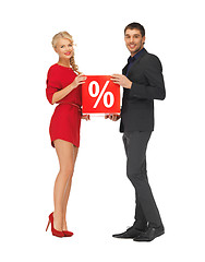 Image showing man and woman with percent sign