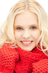 Image showing beautiful woman in mittens