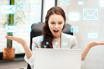 Image showing happy woman with laptop computer