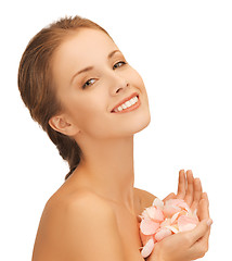 Image showing beautiful woman with rose petals