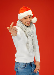 Image showing handsome man in christmas hat