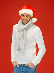 Image showing handsome man in christmas hat