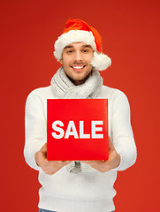 Image showing handsome man in christmas hat