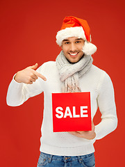 Image showing handsome man in christmas hat