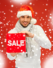 Image showing handsome man in christmas hat