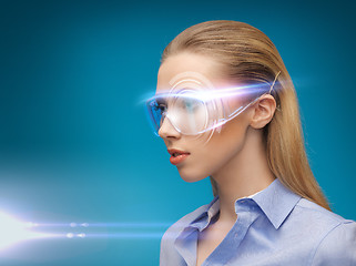 Image showing businesswoman with digital glasses