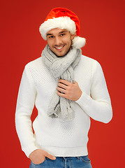 Image showing handsome man in christmas hat