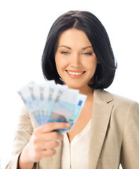 Image showing lovely woman with euro cash money