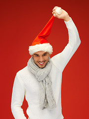 Image showing handsome man in christmas hat