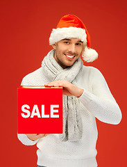 Image showing handsome man in christmas hat