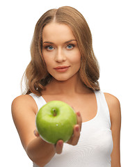 Image showing woman with green apple