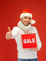 Image showing handsome man in christmas hat