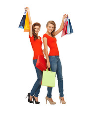 Image showing two teenage girls with shopping bags