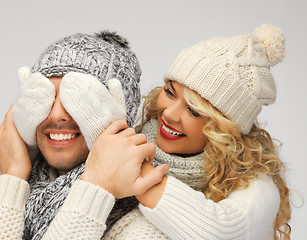 Image showing family couple in a winter clothes