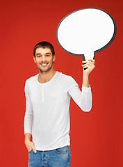 Image showing smiling man with blank text bubble