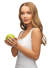 Image showing woman with green apple