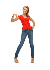 Image showing beautiful teenage girl in red t-shirt