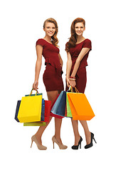 Image showing two teenage girls with shopping bags