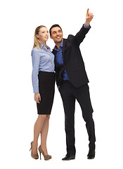 Image showing man and woman pointing their fingers