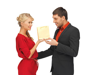 Image showing man and woman with present