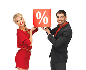 Image showing man and woman with percent sign