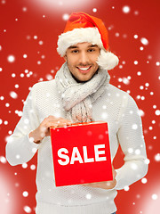 Image showing handsome man in christmas hat