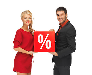 Image showing man and woman with percent sign